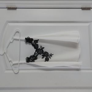 White and black appliqué camisole
